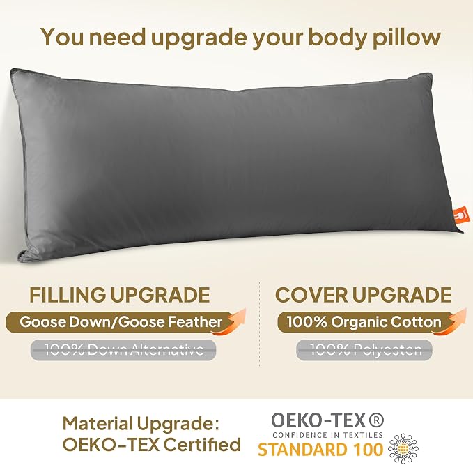 Goose Down Body Pillows for Adults, Large Body Pillow for Side Sleeper - Image 2