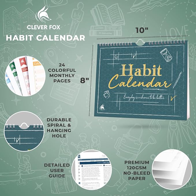 Clever Fox Habit Tracker Calendar – Inspirational Goal Tracker and Habit - Image 2