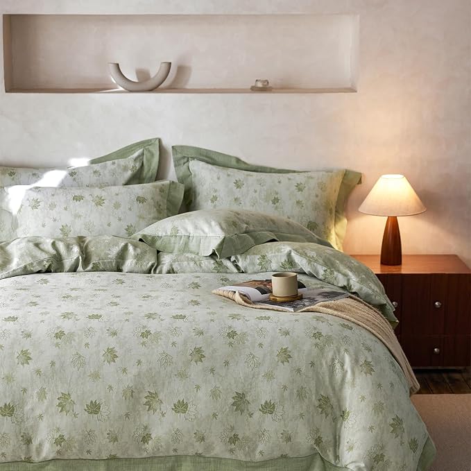 mixinni Yarn-Dyed Jacquard Duvet Cover Queen, Soft Breathable Double Layer Gauze by mixinni
