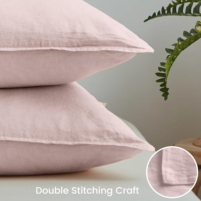 Simple&Opulence 100% Washed Linen Euro Shams 26'' x 26'' Pack of 2, Basic Style - Image 3