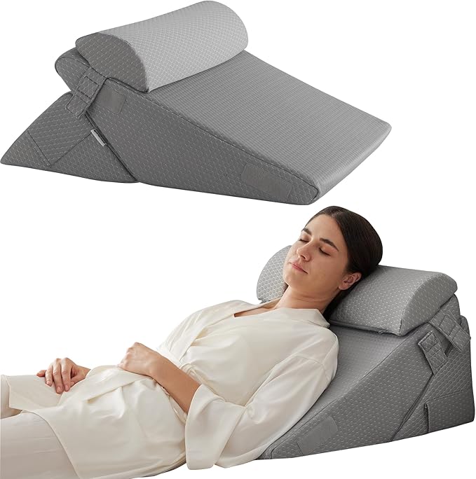 Bedluxe 3Pcs Orthopedic Bed Wedge Pillow Set, Foam Wedge Pillow Post Surgery by Bedluxe