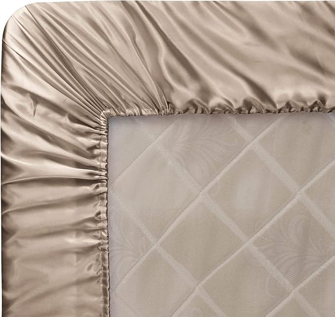 Homiest Taupe Satin Fitted Sheet - Image 6