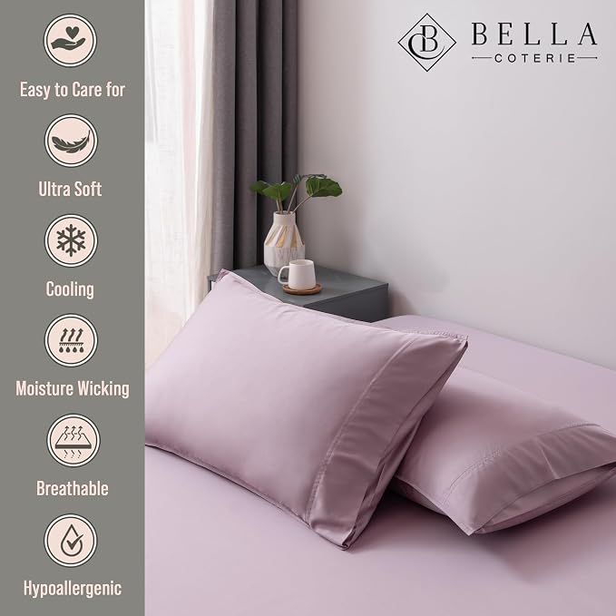 BELLA COTERIE | Luxury Bamboo Viscose Standard Size Pillowcase Set | 100% - Image 2