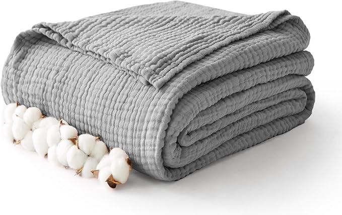 100% Cotton Muslin Blanket King 108" x 90", 6 Layers Breathable and Lightweight - Image 3