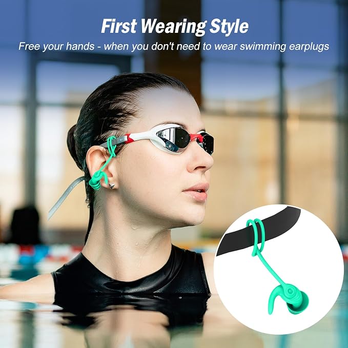Swimming Ear Plugs for Adults, 4 Pairs Waterproof Reusable Silicone Swim - Image 3