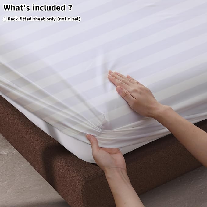 100% Egyptian Cotton Fitted Sheet Twin XL/Split King Size, 600 Thread Count - Image 5