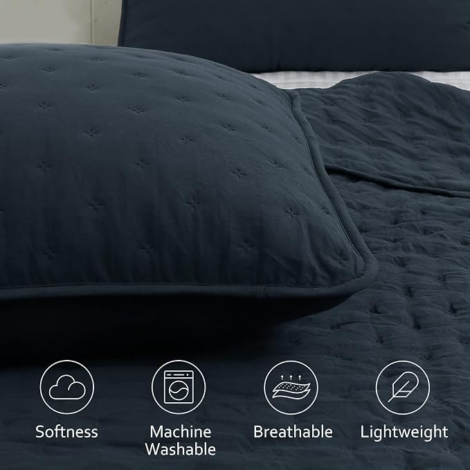 ROARINGWILD Navy Blue Twin Size Quilt Bedding Set - Image 3