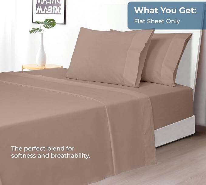 Royale Linens 100% Organic Cotton Twin XL Flat Sheet Only - Image 5