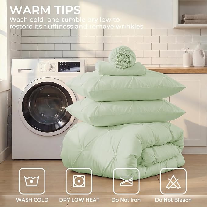 Sasttie Twin Comforter Set, 5-Piece Bed in a Bag, Pintuck Bedding Sets - Image 8