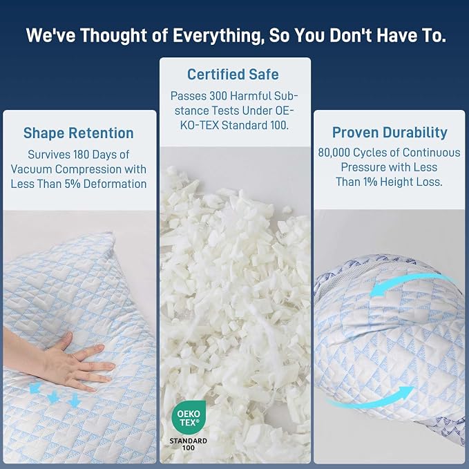 Cotelovo Shredded Memory Foam Soft Bamboo Viscose Pillows Adjustable - Image 7