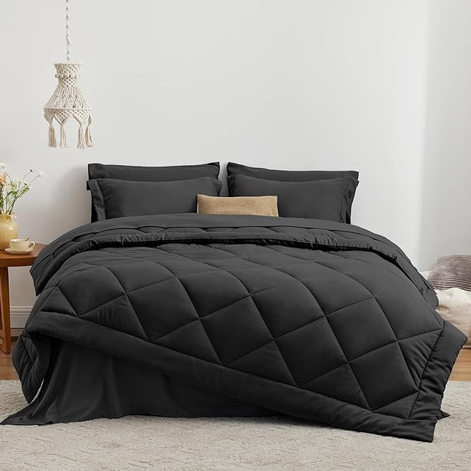 Love's cabin King Size Comforter Set Black, 7 Pieces King Bed in a Bag - Image 2