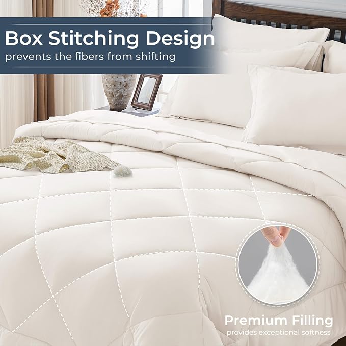HEVUMYI Ivory King Comforter Set - Image 4