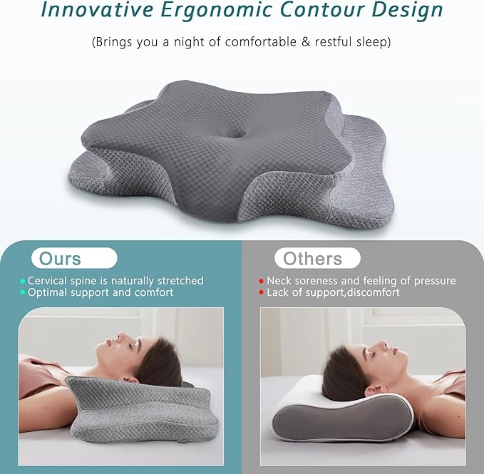 CHxxy Cervical Neck Pillow for Pain Relief Sleeping, Memory Foam Pillows - Image 6