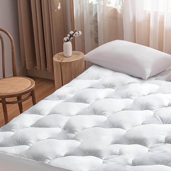 WhatsBedding Waterproof Mattress Pad Twin Size Cotton Top Down Alternative - Image 2