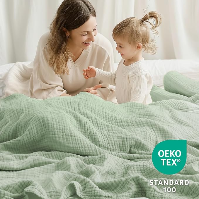 100% Cotton Muslin Blanket 40" x 40", Breathable and Lightweight Cotton Throw - Image 2
