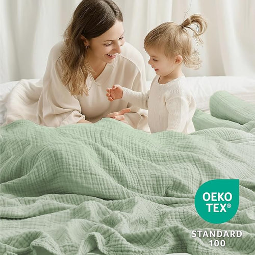 100% Cotton Muslin Blanket 40" x 40", Breathable and Lightweight Cotton Throw - Image 2
