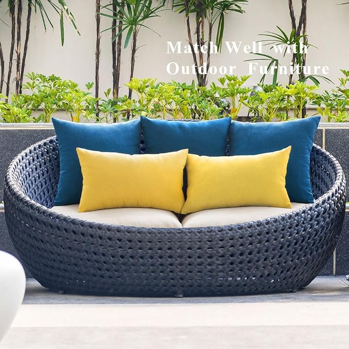 MIULEE Pack of 2 Decorative Outdoor Solid Waterproof Throw Pillow Covers Faux - Image 5