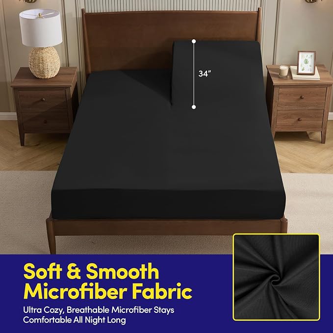 Split Head King Sheets Set for Adjustable Beds 4 Piece Flex Top Bed Sheets – - Image 3