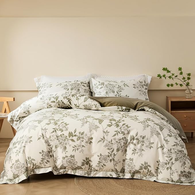 Duvet Cover Set Twin Size Floral Pattern 600 Thread Count Ultra Soft 100% Long by OAITE