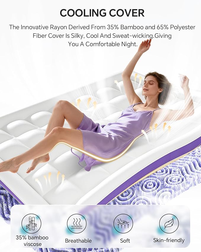 ChiXpace Dual Layer 4 Inch Memory Foam Mattress Topper Queen - Image 6