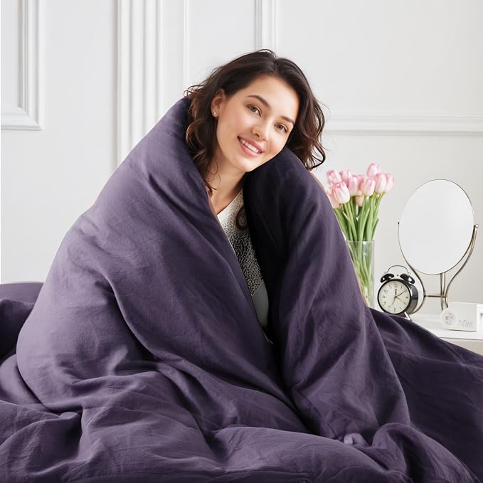 NEXHOME PRO 100% Washed Cotton Duvet Cover Full Size, Ogranic Natural Linen - Image 7