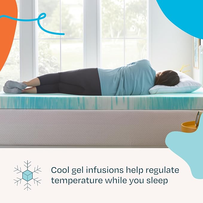 Linenspa 4 Inch Swirl Gel Memory Foam Mattress Topper, King Size – Cooling Gel - Image 2