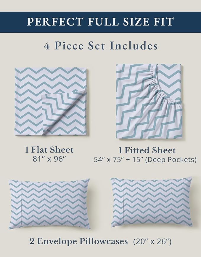 LANE LINEN 100% Organic Cotton Full Size Sheet & Pillowcase Sets, Fully - Image 4