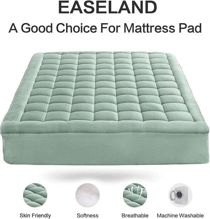 EASELAND Twin Size Mattress Pad Pillow Top Mattress Cover Quilted Fitted - Image 2