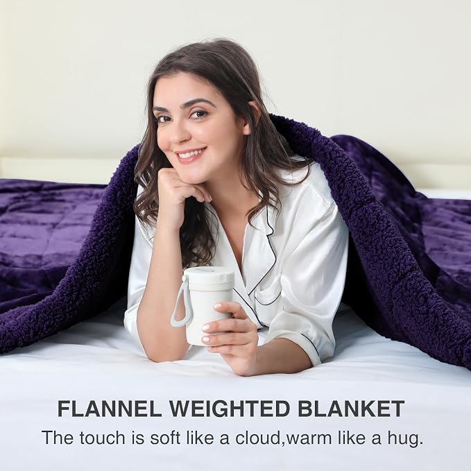 Aemicion Weighted Blanket Queen Size 15lbs, Dual Sided Cozy Fluffy Sherpa Heavy - Image 4