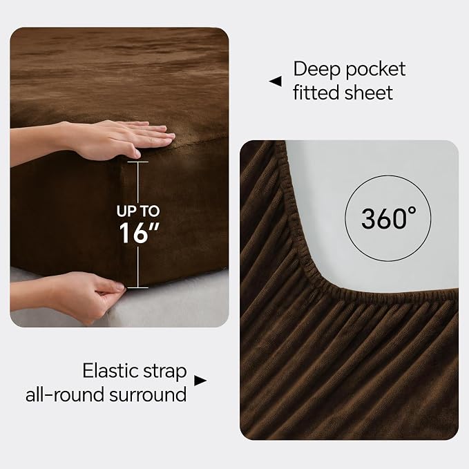 BEDELITE Flannel Sheets King Size Brown - Image 4