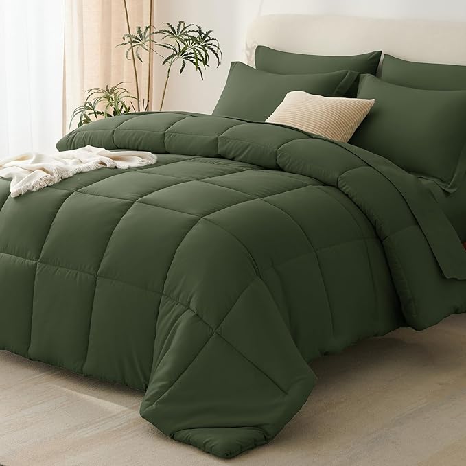 CozyLux King Size Comforter Set Olive Green by CozyLux