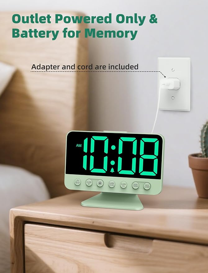 Odokee Digital Alarm Clocks for Bedrooms: Large Bold Number 5 Brightness Dimmer - Image 6