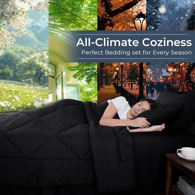 HEVUMYI Black 120x98 Oversized King Comforter Set - Image 3
