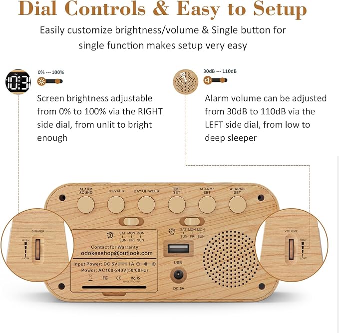 Odokee Digital Dual Alarm Clock - Image 2