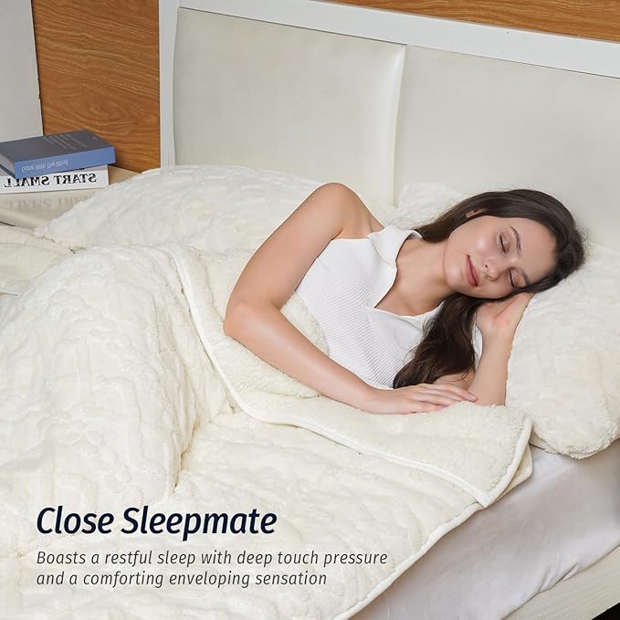 Wemore Weighted Blanket for Adults Twin Size 20 lbs, Dual Sided Soft Fuzzy - Image 3