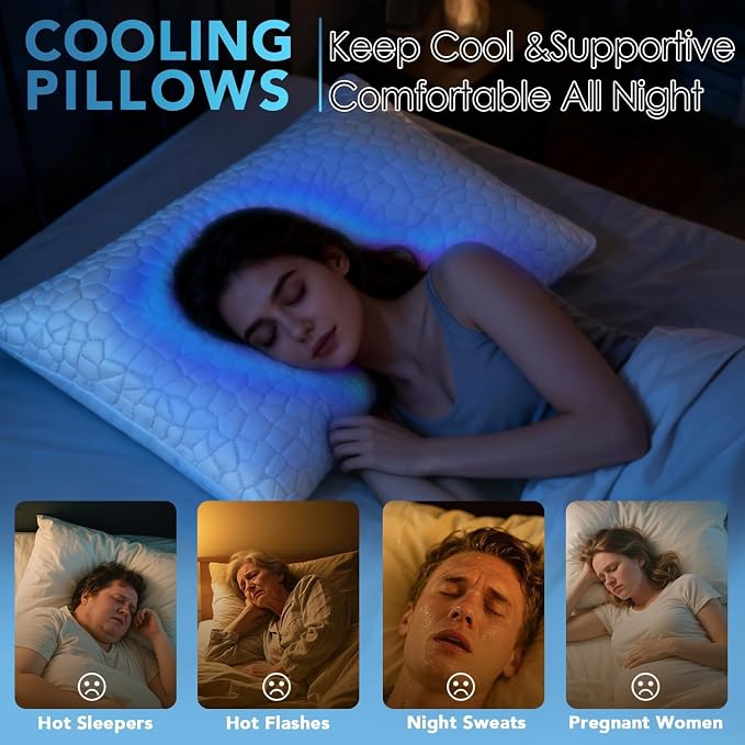 QUTOOL Cooling Pillow for Sleeping, CertiPUR-US Shredded Memory Foam Queen - Image 3