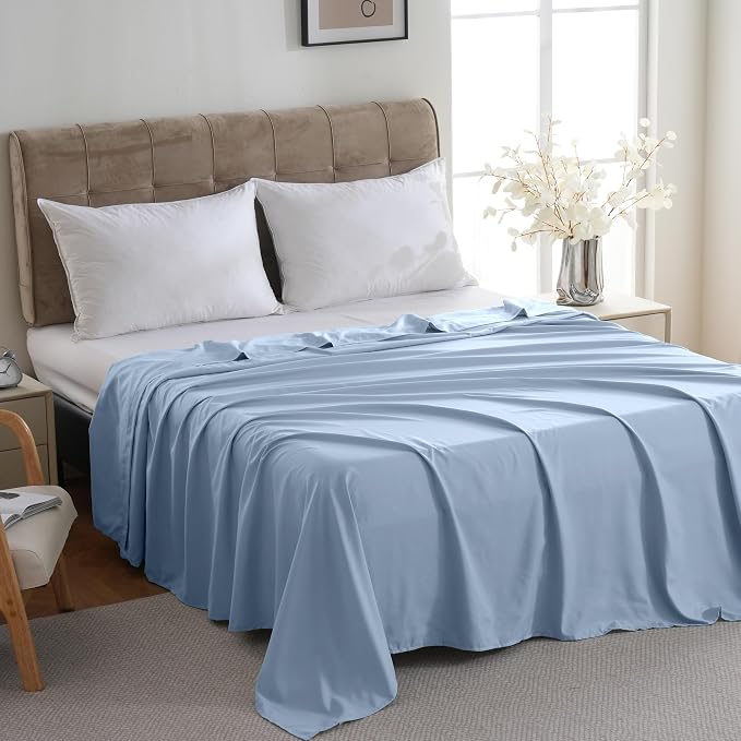 ZPECC Twin Flat Sheet Only 6 Pack, Durable Light Blue Top Bed Sheets - Image 2
