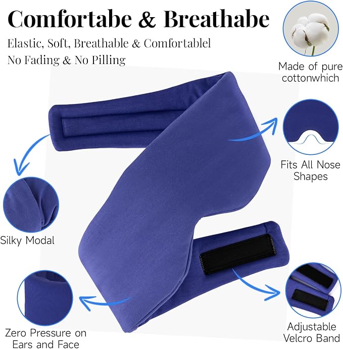 Cotton Sleep Eye Mask for Men, 100% Blocking Light Eye Mask Sleeping for Side - Image 3