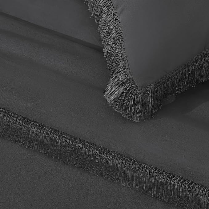 Andency Comforter Set Oversized King Dark Grey 120x120, 3 Pieces Boho Fall - Image 7