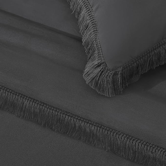 Andency Queen Comforter Set Dark Grey, 3 Pieces Boho Tassel Lightweight Bedding - Image 7