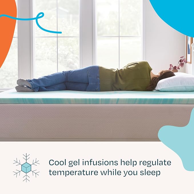 Linenspa 2 Inch Swirl Gel Memory Foam Mattress Topper, Twin XL Size – Cooling - Image 2