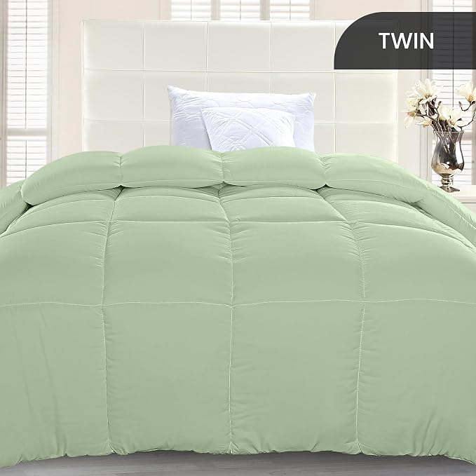Utopia Bedding Twin Comforter Duvet Insert, Quilted Sage Green Comforter - Image 3