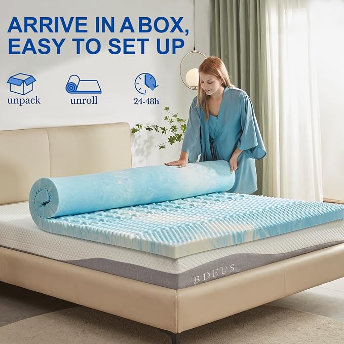SINWEEK 3 Inch Mattress Topper 5-Zone Memory Foam Mattress Topper Pressure - Image 5
