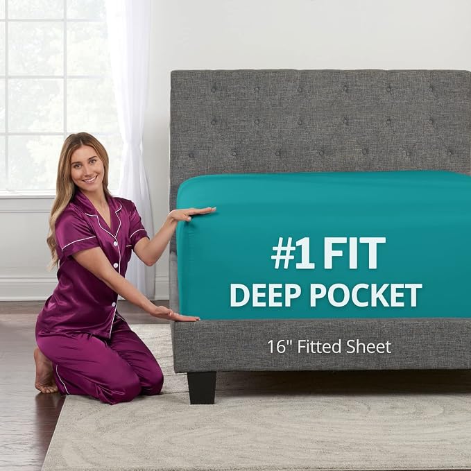 Queen Deep Pocket Fitted Sheet Real 16' Fitted Bed Sheets Fit Perfectly 14'18' by DeaLuxeBedding