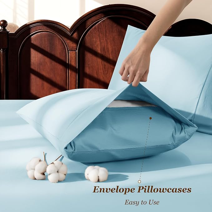 LBRO2M 100% Cotton Sheets Set Deep Pocket 19", 1000 Thread Count Queen Size 4 - Image 6