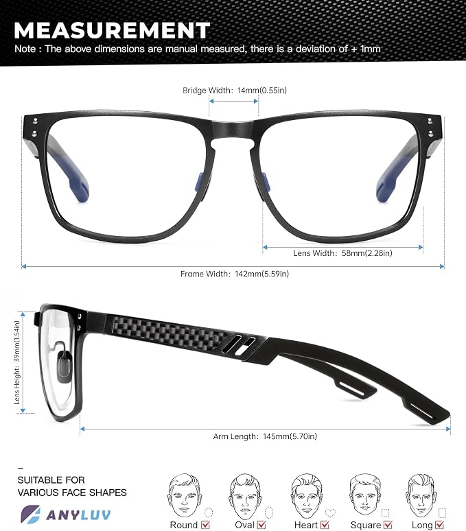 ANYLUV Blue Light Blocking Glasses Men Computer Gaming Glasses Lightweight - Image 5