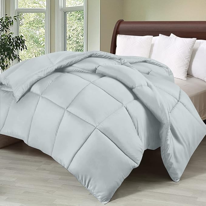 Utopia Bedding Twin Comforter Duvet Insert, Quilted Light Grey Comforter - Image 2
