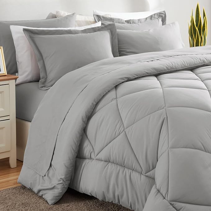 CozyLux Full Size Comforter Sets Light Grey - Image 8