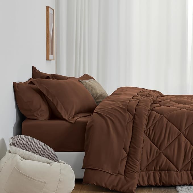 Love's cabin Full Comforter Set Brown, 7 Pieces Full Bed in a Bag, All Season - Image 8