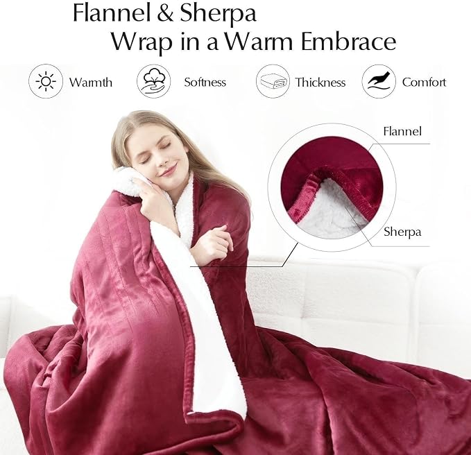 SNUGSUN Electric Heated Blanket Twin Size, Soft and Cozy Thickened Flannel and - Image 3